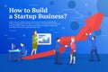 Business startup work moments flat banner. Business process and project management. New ideas, search for investor, increased prof