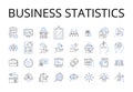 Business statistics line icons collection. Social psychology, Ecology environment, Computational science, Criminal