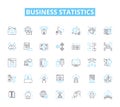 Business statistics linear icons set. Analysis, Forecasting, Data, Probability, Trends, Variability, Correlation line