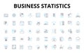 Business statistics linear icons set. Analysis, Forecasting, Data, Probability, Trends, Variability, Correlation vector