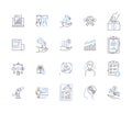 Business statistics outline icons collection. Business, Statistics, Datasets, Analysis, Forecasting, Customers, Trends