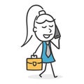 Business stick woman with suitcase Royalty Free Stock Photo