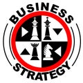 Business strategy banner in with chess pieces in red circle, Royalty Free Stock Photo