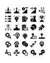 business strategy black silhouette solid glyph icon set