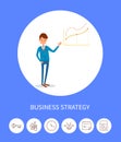 Business Strategy, Businessman with Charts Icons