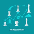 Business strategy with chess flat vector concept