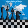 Business strategy. Chess on the world map Royalty Free Stock Photo