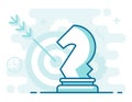 Business strategy concept. Chess knight, target icon.