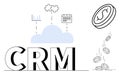 CRM Cloud Integration with Analytics, Workflow, and Financial Growth Icon Elements Royalty Free Stock Photo