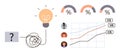 Problem-Solving Concept with Lightbulb, Growth Chart, and Data Visualization Elements Royalty Free Stock Photo