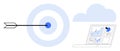 Data Analytics and Target Achievement Concept with Laptop and Dartboard Royalty Free Stock Photo