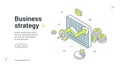 Business strategy development analyzing isometric web banner design template vector Royalty Free Stock Photo