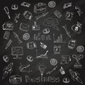 Business strategy icons blackboard chalk sketch Royalty Free Stock Photo