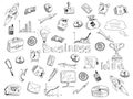Business strategy icons outline sketch Royalty Free Stock Photo