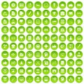 100 business strategy icons set green Royalty Free Stock Photo