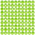 100 business strategy icons set green circle Royalty Free Stock Photo