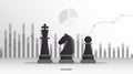 Business Strategy Illustration With Chess Pieces And Graphs, Gray Background Royalty Free Stock Photo