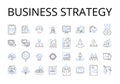 Business strategy line icons collection. Marketing plan, Accounting principles, Project management, Entrepreneurial