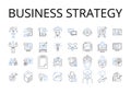 Business strategy line icons collection. Marketing plan, Accounting principles, Project management, Entrepreneurial