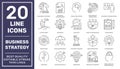 Business Strategy Line Icons Set. Creative business solutions related icon set. Innovation team management. Editable Royalty Free Stock Photo