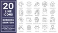 Business strategy line icons. Set of development, science, technology, creativity, success and more. Editable stroke Royalty Free Stock Photo