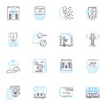 Business strategy linear icons set. Innovation, Agility, Flexibility, Adaptability, Resilience, Differentiation