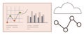 Data Analysis and Cloud Networking Visualization with Charts, Graphs, and an Abstract Cloud Design Royalty Free Stock Photo