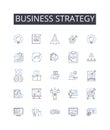 Business strategy line icons collection. Marketing plan, Accounting principles, Project management, Entrepreneurial