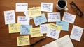 Business Strategy Planning Concept With Mind Maps Sticky Notes And Coffee Cup On Table Royalty Free Stock Photo