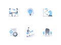 Business strategy and planning - flat design style icons set