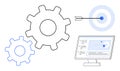 Process Optimization and Data Analysis Concept with Gears, Target, and Computer Interface Royalty Free Stock Photo