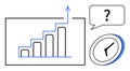Growth Chart with Clock and Question Mark Highlighting Business Planning and Time Management Strategies Royalty Free Stock Photo