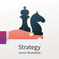 Business strategy. Strategist hold in hand chess Royalty Free Stock Photo