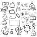 Business strategy vector doodle icon sketch set Royalty Free Stock Photo