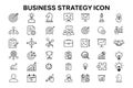 Business Strategy Web Icon Set In Line Style Featuring Key Corporate Concepts Royalty Free Stock Photo