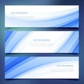 Business style blue wave banners set Royalty Free Stock Photo
