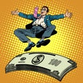 Business success businessman money trampoline Royalty Free Stock Photo