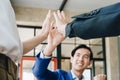 Business Success concept with partner, Partnership Giving Fist Bump after Complete a deal. Successful Teamwork Royalty Free Stock Photo