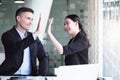 Business Success concept with partner, Partnership Giving Fist Bump after Complete a deal. Successful Teamwork Royalty Free Stock Photo