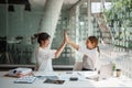 Business Success concept with partner, Partnership Giving Fist Bump after Complete a deal. Successful Teamwork Royalty Free Stock Photo