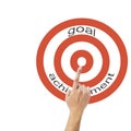 Business Success Concept.Showing to goal achievement on white background