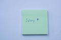 Business success concept sticky note with hand writing of salary increase and raise message Royalty Free Stock Photo