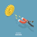 Business success flat isometric low poly vector concept.