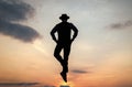 business success. freedom. personal achievement goal. man silhouette jump on sky background.