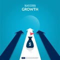 Business success and growth chart arrow concept. Moving forward arrows business with background. Return on investment ROI. vector Royalty Free Stock Photo