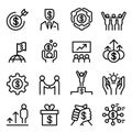 Business success icon set in thin line style