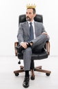 business success and leadership. successful businessman leader sitting in office chair. motivation and reward Royalty Free Stock Photo