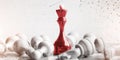 Red Chess Queen Winning Game, Business Success Collage, White Background