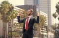 business success. successful boss in suit. excited entrepreneur. business excitement Royalty Free Stock Photo