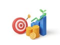 Business success target and growth chart isolated on white background Royalty Free Stock Photo